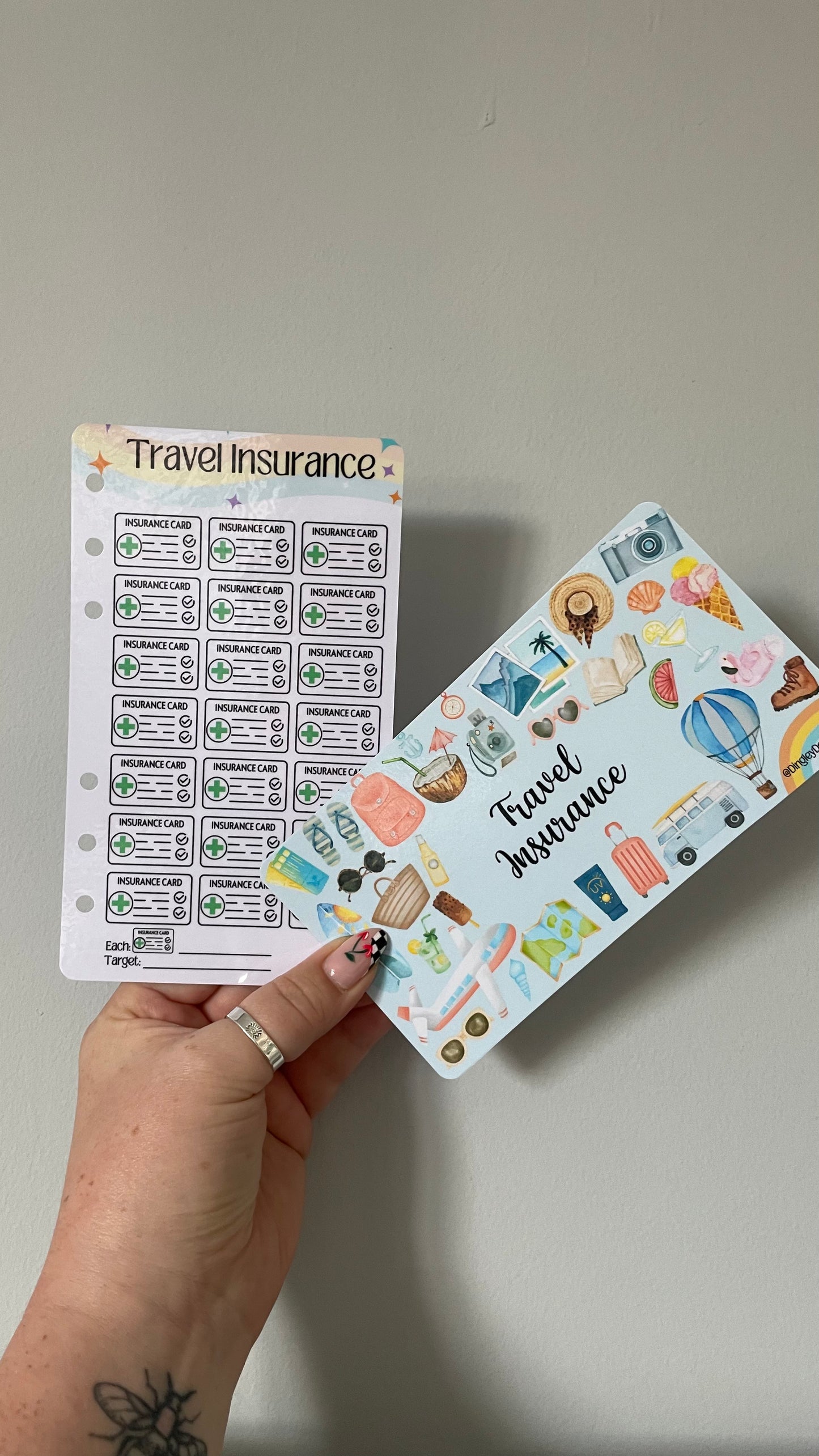 Travel binder inserts with dashboards