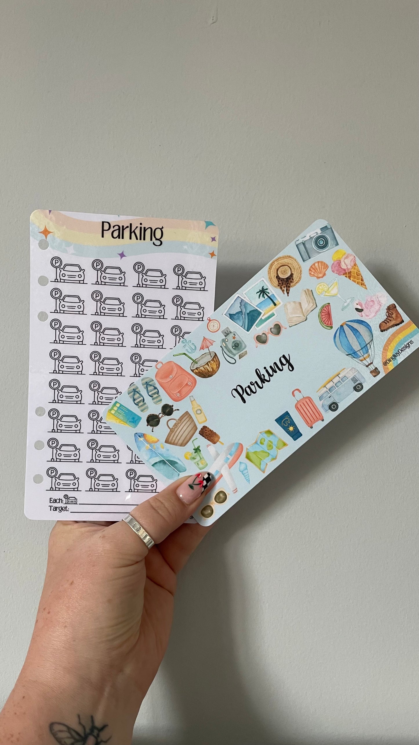 Travel binder inserts with dashboards