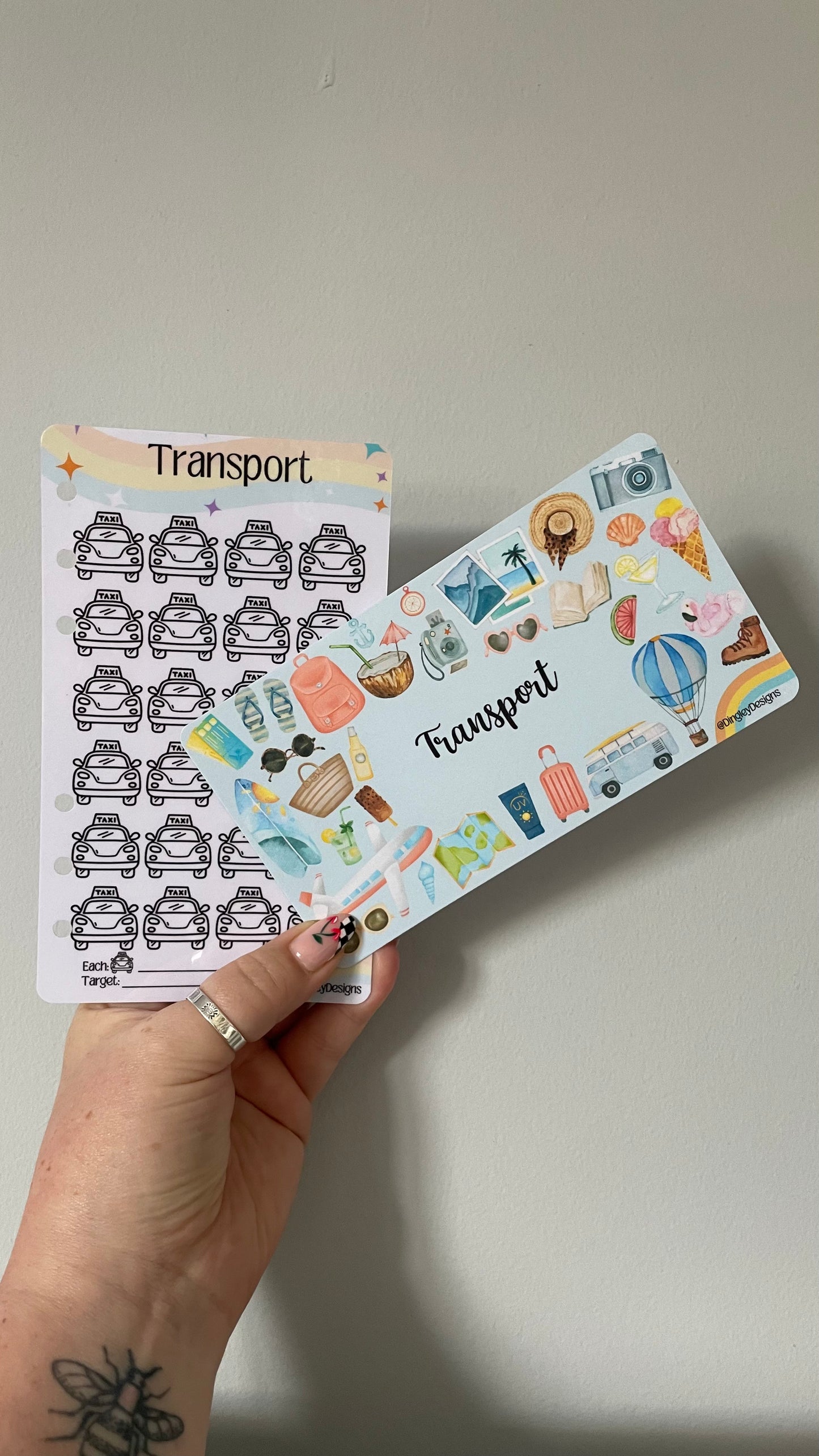 Travel binder inserts with dashboards