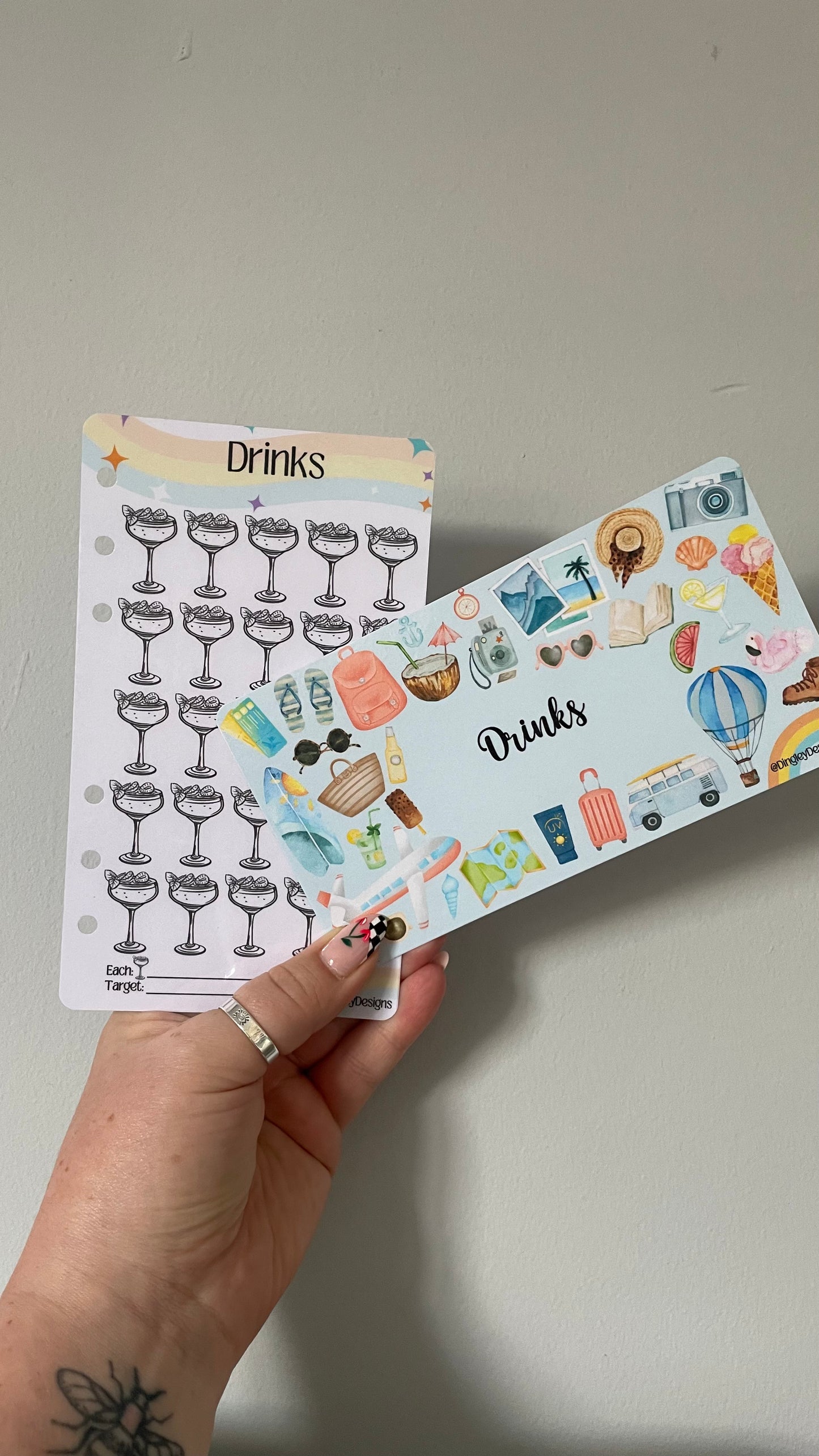 Travel binder inserts with dashboards